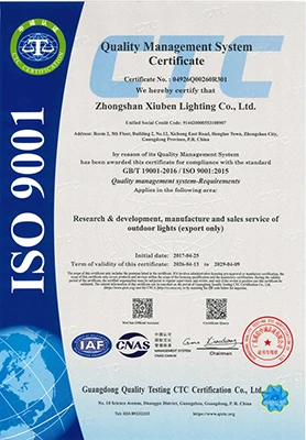 ISO 9001 certificate issued by Guangdong Quality Testing CTC Certification Co., Ltd. — ISO 9001 — Quality Management System
