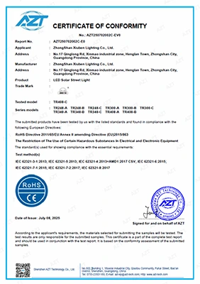 RoHS certificate issued by Shenzhen AZT Technology Co., Ltd. — RoHS — Hazardous Substance Compliance