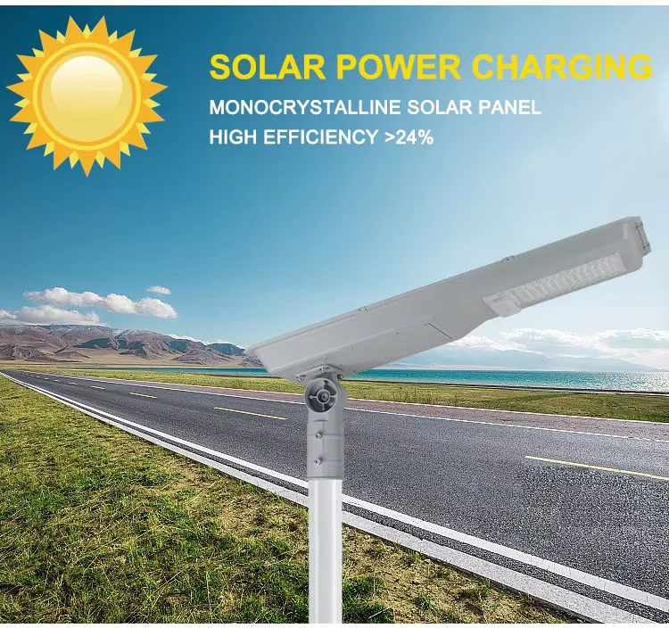 CF30 Series Solar Street Light — product detail 3/7 · IP66 smart all-in-one solar street light, 3-8 m pole, SMD 3535/5050, 5V/30-45W panel